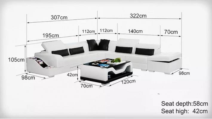 Ontwerp meubelen hoekbank woonkamer hoekbank lederen bekleding bank sofa