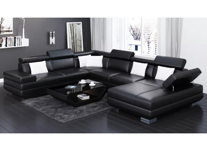 Hoekbank Woonkamer Ontwerp Moderne Hoekbank Lederen bekleding Bank Sofa