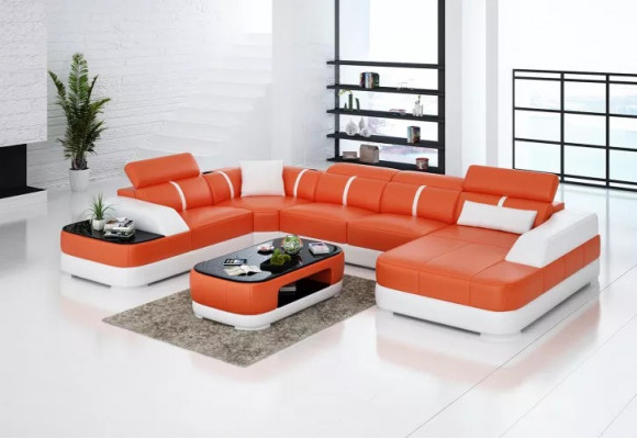 Hoekbank Ontwerp Moderne Woonkamer Hoekbank Leren Bekleding Bank Sofa