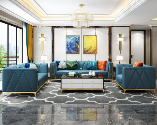 Medusa Roestvrij Staal Leren Bankstel Woonkamer Meubilair 4-delig Set