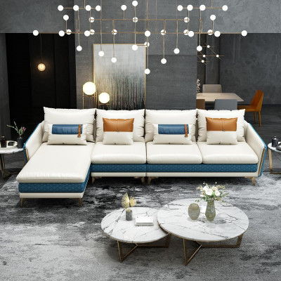 Hoekbank L-vorm Moderne bank Leren bank Decoratieve hoekbank Beklede woonlandschap