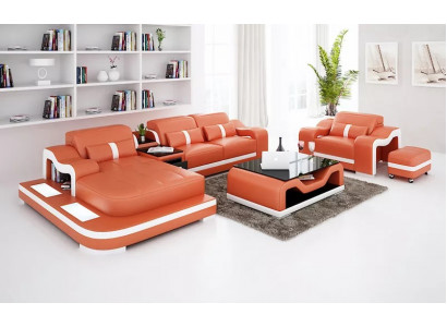 Moderne hoekbank L-vorm decoratieve fauteuil salontafel poef hoekbank gestoffeerd