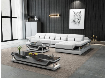 Leren bank L-vorm Bank Woonlandschap Hoekbank Set Ontwerp Modern Bank USB Leerbank L-vorm Bankwoonlandschap Hoekbank Set Ontwerp Moderne Bank USB