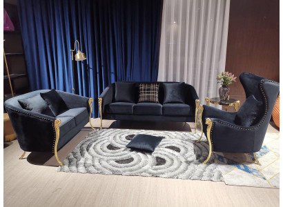 Klassieke gouden fluwelen luxe woonlandschap bankstellen set met slangenprint