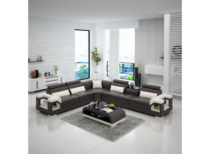 Lerensofa Bank Bank Zitbank Bekleding Woonlandschap Designer Leren Bank L Vorm Set