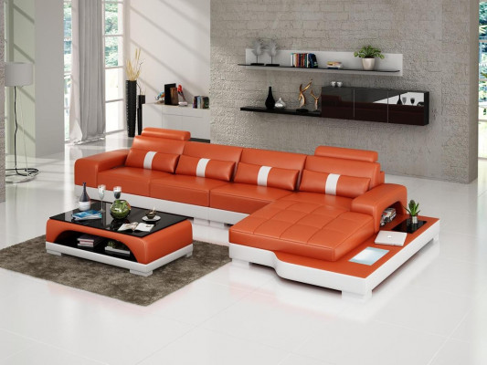 Leren hoekbank L-vorm bank woonlandschap hoekbank Set Modern design bank met usb Nieuw Leren hoekbank L-vorm bank woonlandschap hoekbank Set Modern design bank met usb Nieuw