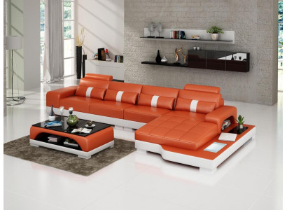 Leren hoekbank L-vorm bank woonlandschap hoekbank Set Modern design bank met usb Nieuw Leren hoekbank L-vorm bank woonlandschap hoekbank Set Modern design bank met usb Nieuw