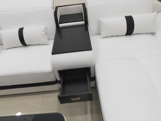 Hoekbank U-vorm Salontafel Beklede meubelset Woongebied Ontwerp Hoekbank Led usb