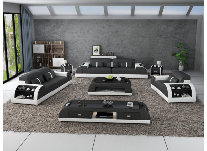 Sofaset 3 2 1 zits set Bank Bekleding Bank Leer Relax Woonkamerset Nieuw