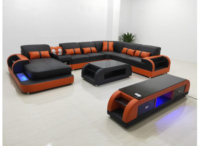 Ontwerp hoekbank leren bank hoekbank luxe woonlandschap led bank bank stoffering