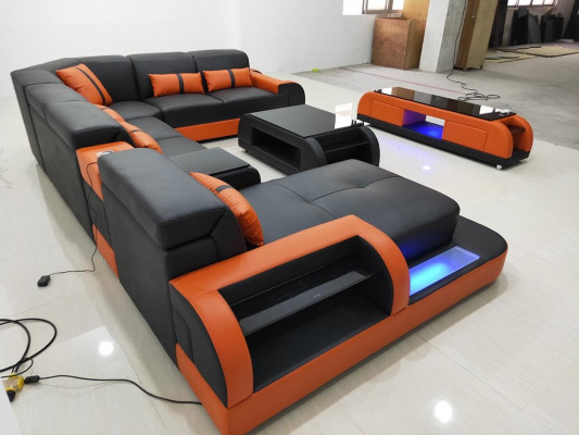 Ontwerp hoekbank leren bank hoekbank luxe woonlandschap led bank bank stoffering