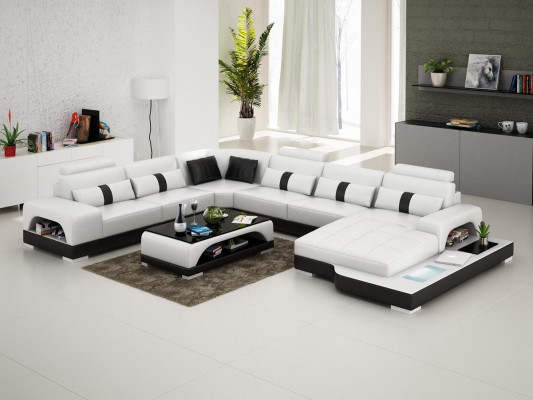 Hoekbank leren bank ontwerp luxe woonlandschap led bank bank bekleding hoekbank