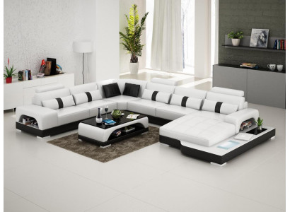 Hoekbank leren bank ontwerp luxe woonlandschap led bank bank bekleding hoekbank