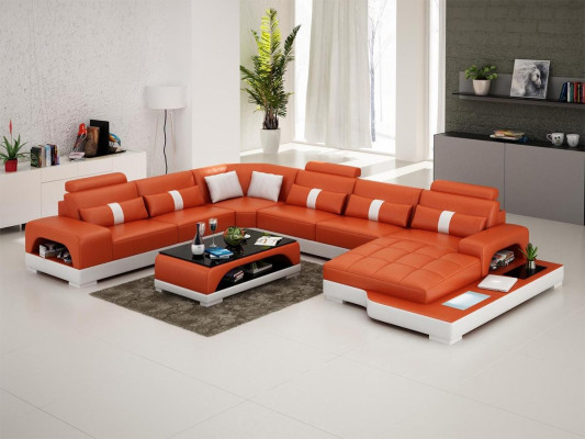Hoekbank leren bank ontwerp luxe woonlandschap led bank bank bekleding hoekbank