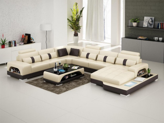 Hoekbank leren bank ontwerp luxe woonlandschap led bank bank bekleding hoekbank