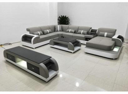 Hoekbank bank bank led-garnituur woonlandschapstof garnituur usb-verlicht