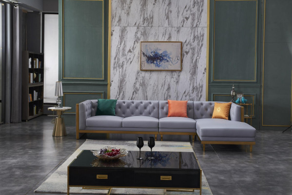 Woonlandschap hoekbank L-vorm bank stoel bekleding set suite bank luxe meubelen