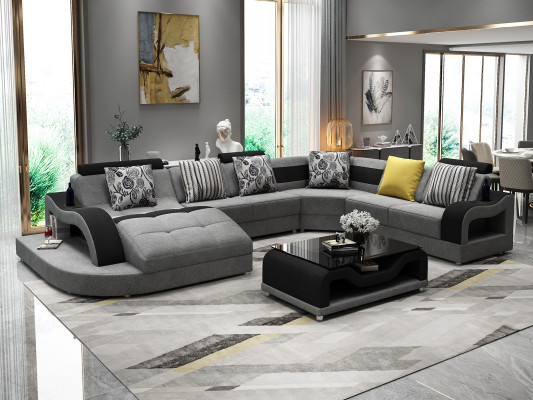 Hoekbank Bank U-vorm Bank Bekleding Designer Stof Grote Stoffenbank Woonlandschap