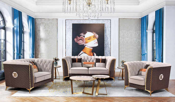 Sofa set 3-zits leren bank Moderne bank Designer bank Nieuw