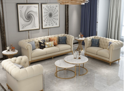 Bankstel 3-zits Set Design Bank Bekleding Banken Bank Modern Luxe Nieuw
