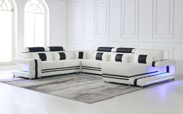 Hoekbank bank U-vorm Bank bekleding Designer leer Groot lederen bankstel Woonlandschap