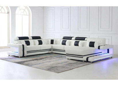 Hoekbank bank U-vorm Bank bekleding Designer leer Groot lederen bankstel Woonlandschap
