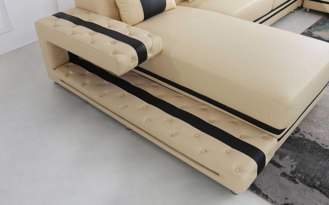 Lederen bekleding zitplaats ontwerp modern hoekbankstel bankstel woonlandschap U-vorm USB LED