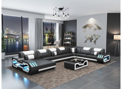 Leren hoekbank set gestoffeerde U-vorm bank bank ontwerp hoekbanken Sofas Leerhoekbank set gestoffeerde U-vorm bank bank ontwerp hoekbanken Bankstellen