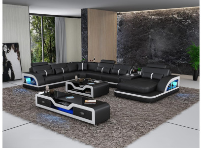 Hoekbank Beklede hoekbank U-vorm Salontafel Dressoir Leren bank Woonlandschap Nieuw
