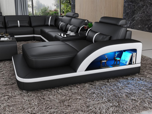 Hoekbank Beklede hoekbank U-vorm Salontafel Dressoir Leren bank Woonlandschap Nieuw