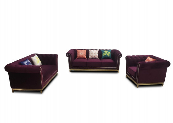 Zithoek 3+2+1 zits meubels gestoffeerd textiel-leder modern Chesterfield ontwerp.