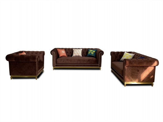 Zithoek 3+2+1 zits meubels gestoffeerd textiel-leder modern Chesterfield ontwerp.