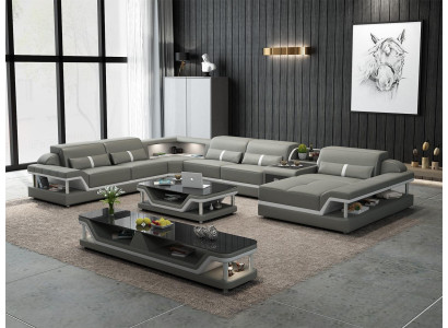 Woonlandschap U-vorm Hoekbank Salontafel Dressoir Design Woonlandschap 3-delig