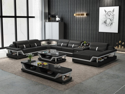 Woonlandschap U-vorm Hoekbank Salontafel Dressoir Design Woonlandschap 3-delig