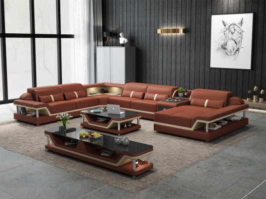 Woonlandschap U-vorm Hoekbank Salontafel Dressoir Design Woonlandschap 3-delig