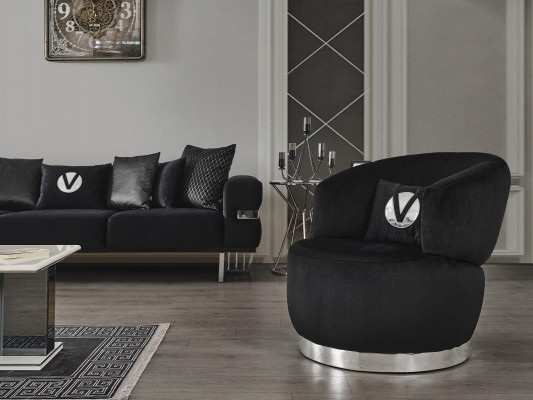 Zwarte fauteuil 1-zits textiel woonkamer luxe nieuw design fauteuil moderne fauteuil.