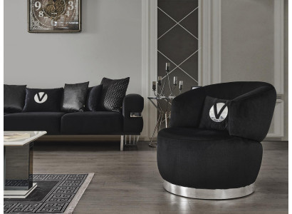 Zwarte fauteuil 1-zits textiel woonkamer luxe nieuw design fauteuil moderne fauteuil.