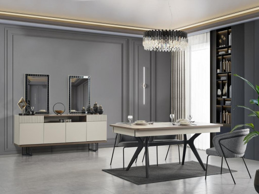 Roestvrijstalen eettafel Eetkamer Moderne woonkamer Keukentafels Ontwerptafel Metaal