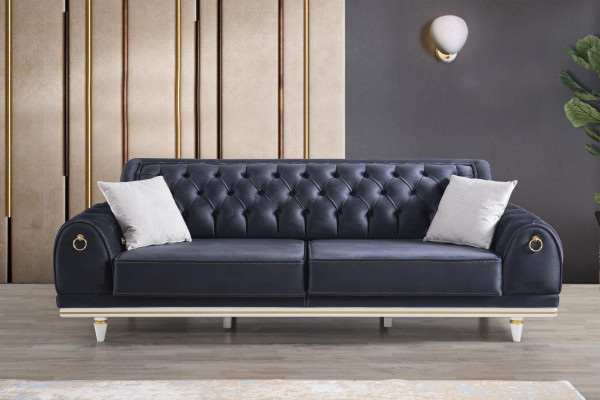 Chesterfield bank bankstel 230cm gestoffeerd meubilair inrichting woonkamer stof