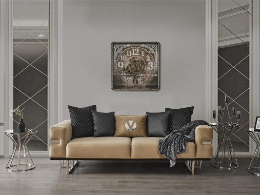 Luxe bank met roestvrijstalen poten, zitkussen, designbanken, meubels 230 cm.