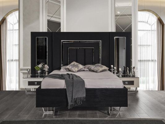 Slaapkamer bed 2x nachtkastjes luxe beddengoed set compleet design meubels 3-delig