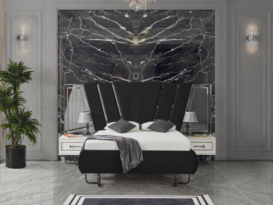 slaapkamer Bed 2x nachtkastjes Luxe beddenset Compleet design meubilair 3-delig