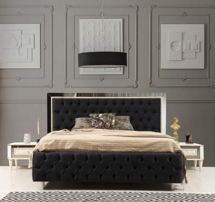 Slaapkamer Bed 2x Nachtkastjes Luxe Beddenset Compleet Designmeubels 3-delig.