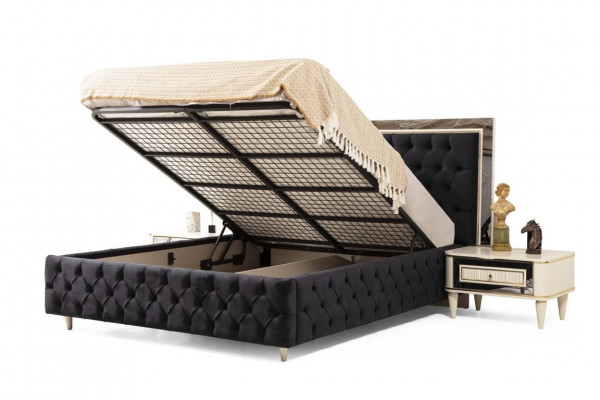 Slaapkamer Bed 2x Nachtkastjes Luxe Beddenset Compleet Designmeubels 3-delig.