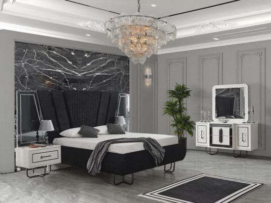 Slaapkamer bed met 2 nachtkastjes tweepersoonsbed meubels gestoffeerde bedden 3-delige set