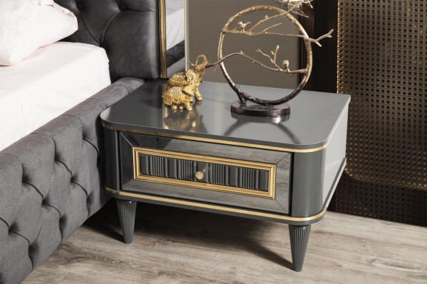 Luxe slaapkamer nachtkastje bedden bed 3-delige complete set design inrichting
