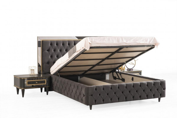 Luxe slaapkamer nachtkastje bedden bed 3-delige complete set design inrichting