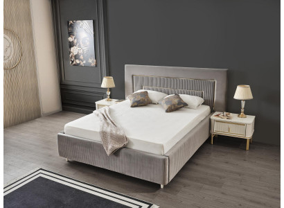 Slaapkamer Bed 2x Nachtkastjes Luxe Beddenset Compleet Design Meubels 3-delig.