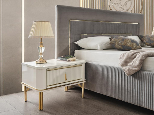 Slaapkamer Bed 2x Nachtkastjes Luxe Beddenset Compleet Design Meubels 3-delig.