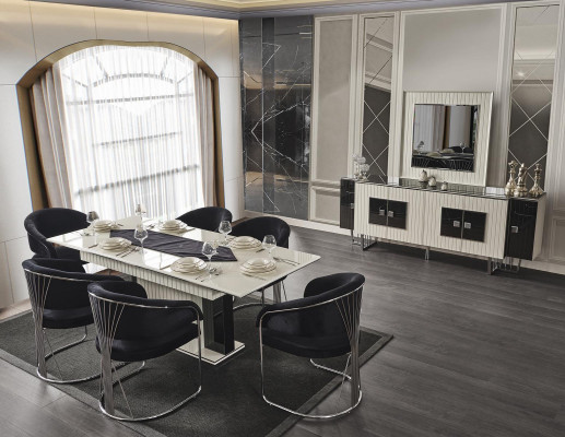 Eetkamer Eettafel Stoel 6x Stoelen Tafel Tafels Metaal Eetgroep Set 7-delig Nieuw